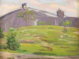 Joseph Newman, Industrial Landscape and Forest Scene with Hut -, Oil on artist board