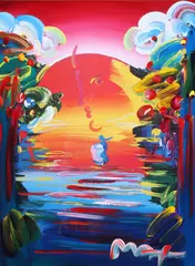 Better World III by Peter Max, Color lithograph with over painting, sold Mar 2017