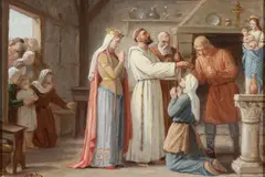 A Healing and An Ordination - by A. Bodin, Oil on canvas, sold Mar 2017