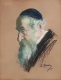 Stanislaus Bender, A Rabbi -, Pastel on cardstock