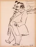Enrico Caruso, Self Caricature in London -, Pen and ink on paper