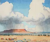 Maynard Dixon, Clouds and Mesa -, Watercolor on paper