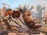 Breaking Out by Olaf Wieghorst, Oil on canvas, offered Nov 2016