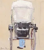 Leon Gaspard, A Parked Rickshaw and Driver, Oil on board