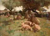 Harry Ives Thompson, Pastoral Scene with Sheep, Oil on canvas