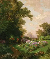 A Flower Garden by John Ross Key, Oil on canvas, sold Nov 2016