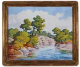 Birger Sandzén, Smoky Valley Stream -, Oil on board
