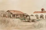 Alexander F. Harmer, Old California Mission Ranch with Wagon and Figures -
