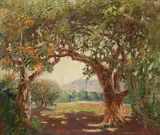 Joseph P. Birren, The Live Oak Arch, Oil on masonite