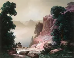 Canyon Mist by Charles Rhinehart, Oil on board, sold Nov 2016