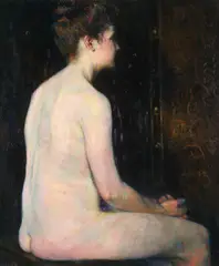 Mary H. Wicker, Seated Female Nude Study -, Oil on canvas