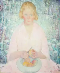Murray Percival Bewley, Peeling Apples, Oil on canvas