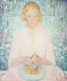 Murray Percival Bewley, Peeling Apples, Oil on canvas
