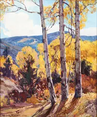 Frederick William Becker, Blue and Gold Aspen -, Oil on canvas