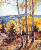 Frederick William Becker, Blue and Gold Aspen -, Oil on canvas