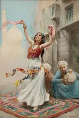 Fabio Fabbi, A Harem Dancer, Watercolor