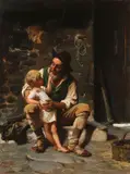Luigi Bechi, Grandpa's Love, Oil on canvas