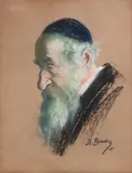 Stanislaus Bender, A Rabbi -, Pastel on cardstock
