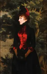 Hermann Fenner-Behmer, Portrait of a Finely Dressed Woman with Velvet Vest and Fur Muff -, Oil on wood panel