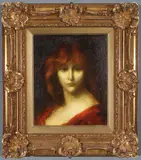 Jean-Jacques Henner, A Red Haired Beauty, Oil on wood panel