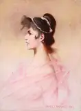 Maurice Karvaly, Bust Profile of a Beauty -, Oil on canvas