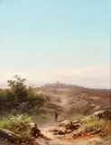 Guido Agostini, A Pair of Expansive Landscapes Near Rome, Oil on canvas and oil on canvas laid down