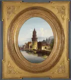 Johann Wilhelm Jankowski, A View of Andernach, Germany and Probably Budapest –, Oil on canvas