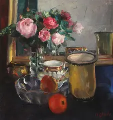 Hildegard Glade, Still Life with Roses -, Oil on canvas