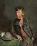 Carl Obenland, Young Boy in Bavarian Costume -, Oil on canvas