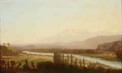 James Barnes, Italian Mountain Landscape -, Oil on canvas