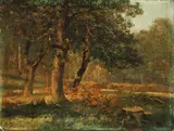 Carl Ernst Morgenstern, A Summer Wooded Landscape and an Alpine Mountain Landscape -, The first oil on canvas, the second watercolor