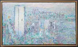 Xu Jianguo, New York Cityscape with Twin Towers, Oil on canvas