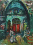 Jakub Zucker, Inside the Synagogue, Oil on canvas