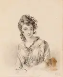 Oreste Adamovich Kiprensky, A Beautiful Young Maiden in Lace Bodice, Graphite on paper