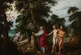 Jacob de Backer, The Creation of Man and Woman in the Garden of Eden, Oil on canvas