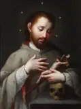 Mexican School, St. John Nepomuc Adoring a Crucifix, Oil on copper