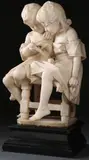Emilio Fiaschi, A Good Book, Carved marble with some minor losses and repairs