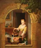 Jan Hendrik Verheijen, Chores, Oil on oak wood panel