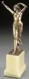 Franz Peleschka, Partially Nude Dancer with Castanets, Silvered bronze on onyx base