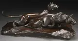 Albert Theodore Stewart, Panthers Stalking -, Bronze with dark brown patina
