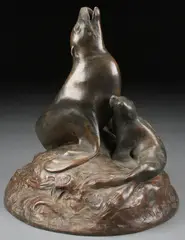 Albert Humphreys, A Mother Seal and Her Pup -, Bronze with brown patina