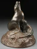 Albert Humphreys, A Mother Seal and Her Pup -, Bronze with brown patina