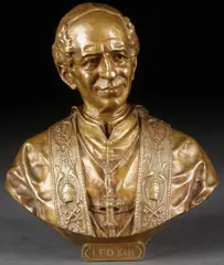 Aristide Croisy, Bust of Pope Leo XIII, Bronze with patina