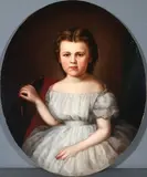 Portrait of Young Girl in White Dress by American School, Oil on canvas laid down, offered Nov 2016