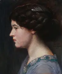 Profile of a Young Woman - by Arthur Johannes Siebner, Oil on canvas, sold May 2016