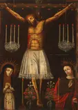 Peruvian School, The Crucifixion, Oil on canvas