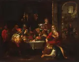 Christ at the Home of the Pharisee by Dutch School, Oil on copper on cradle, sold May 2016