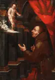 St. Anthony of Padua and the Infant Christ - by Italian School, Oil on canvas, sold May 2016