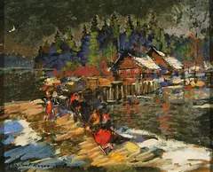 Konstantin Alexseyvitch Korovin, Russian Winter Night Scene, Oil on board