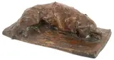 Resting Hound - by Prince Paul Troubetzkoy, Bronze with brown and verdigris patina, sold May 2016